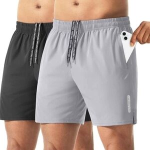 2 Pack Men's Athletic Running Shorts 5"